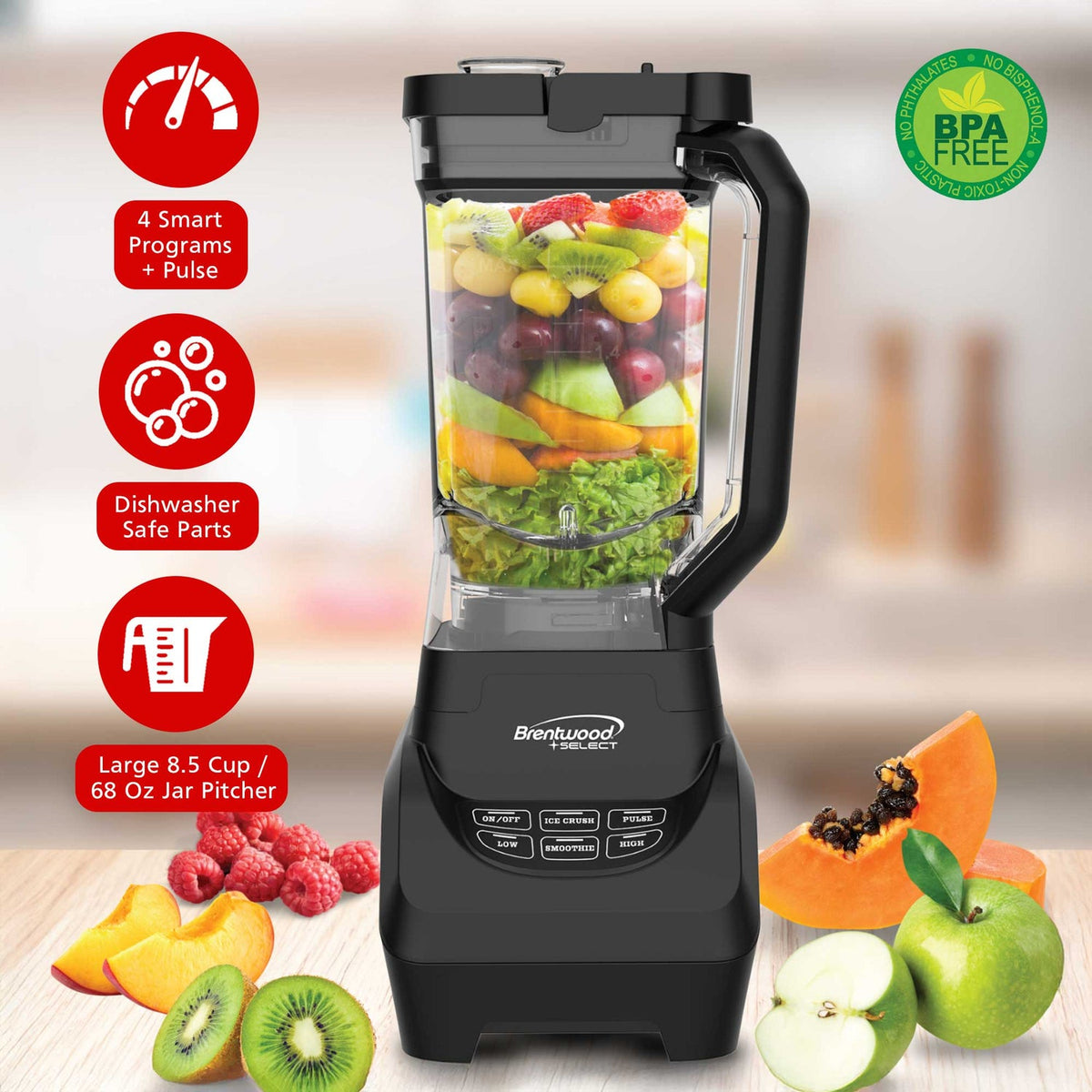 Brentwood Select 8.5-Cup 1,000W Professional Smart Blender, Black - view 5