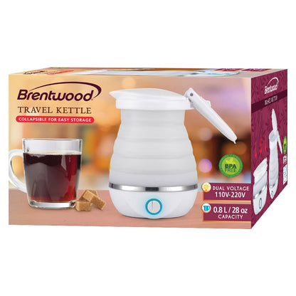 Brentwood Collapsible Dual-Voltage Travel Electric Kettle, 0.8 L, White - view 7