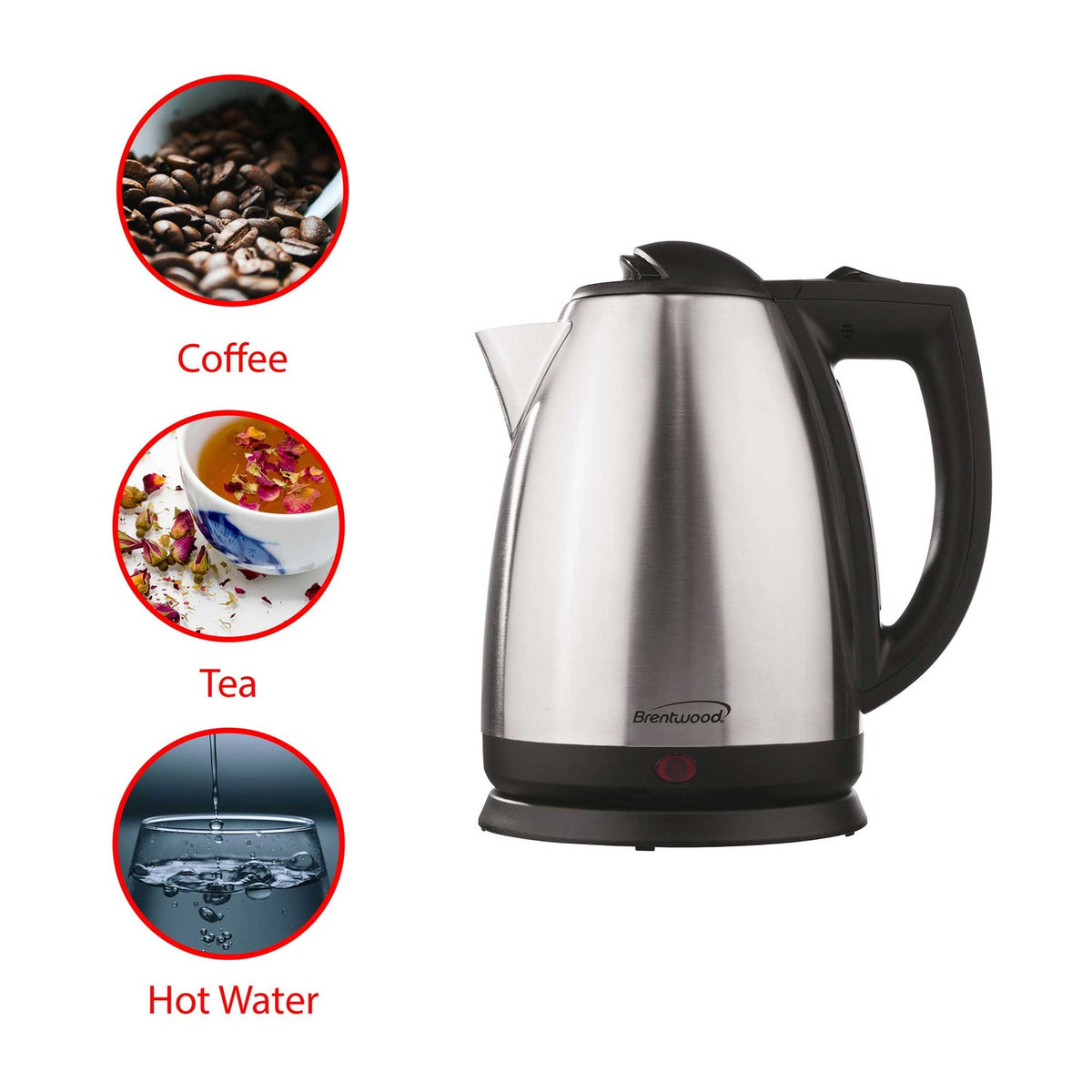 Brentwood 2 L Stainless Steel Cordless Electric Tea Kettle - view 4