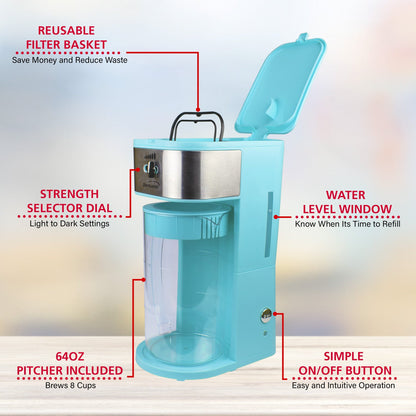 Brentwood 64 Oz. 700W Iced Tea and Coffee Maker with Pitcher, Blue - view 6