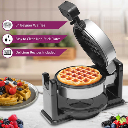 Brentwood 5 In. Nonstick Flip Belgian Waffle Maker, Silver - view 3