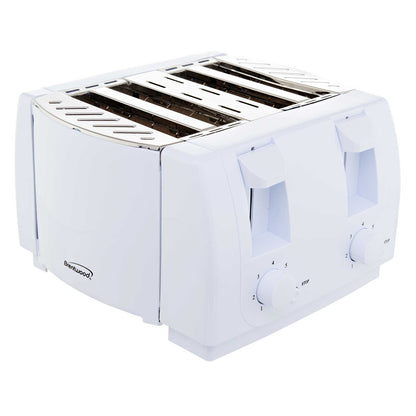 Brentwood Cool-Touch 4-Slice 1,300W Extra-Wide Slot Toaster, White
