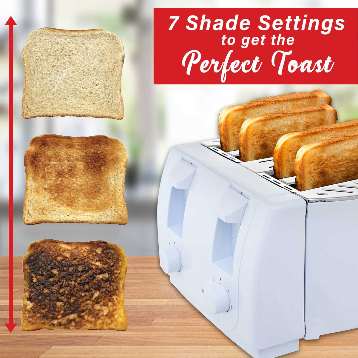 Brentwood Cool-Touch 4-Slice 1,300W Extra-Wide Slot Toaster, White - view 3