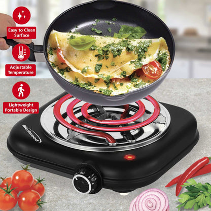 Brentwood 1,100W Single Coil Countertop Electric Burner, Black - view 2