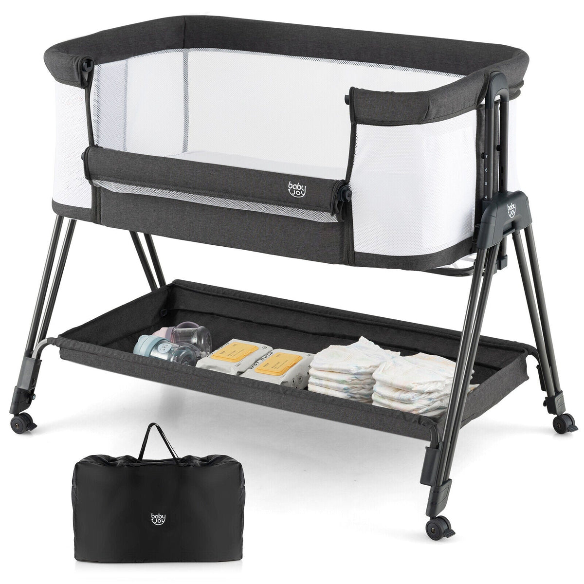 Baby Portable Bedside Sleeper with 7 Adjustable Heights