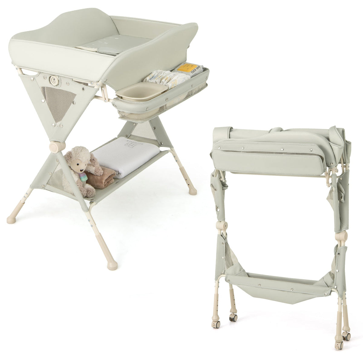Baby Diaper Changing Table with Water Basin Wheel