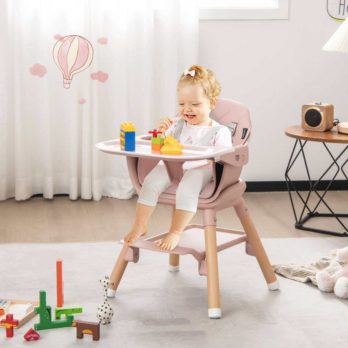 6-in-1 Convertible Baby High Chair with Removable Tray