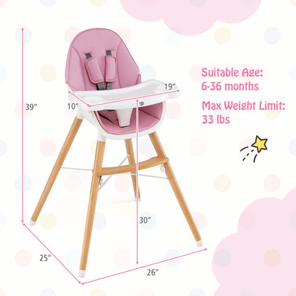 High Chair with Dishwasher Safe Tray and Beech Wood Legs