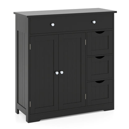 Bathroom Floor Cabinet with 4 Drawers and 2 Doors - White