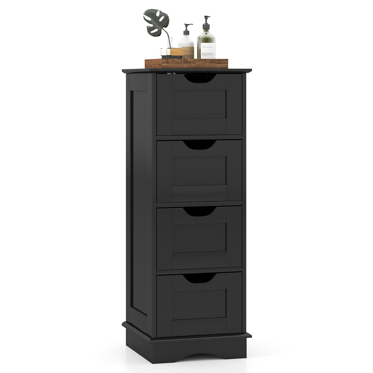 Bathroom Storage Cabinet with Cutout Handles and 4 Drawers