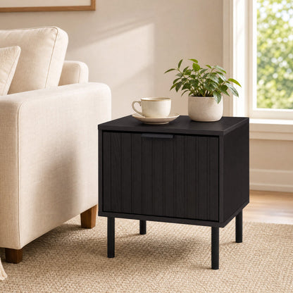 Modern Nightstand with Vertical-Striped Drawer