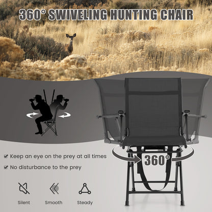 Foldable Swivel Hunting Chair with Mesh Back