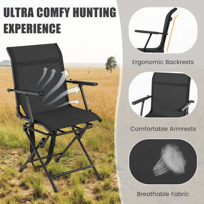 Foldable Swivel Hunting Chair with Mesh Back