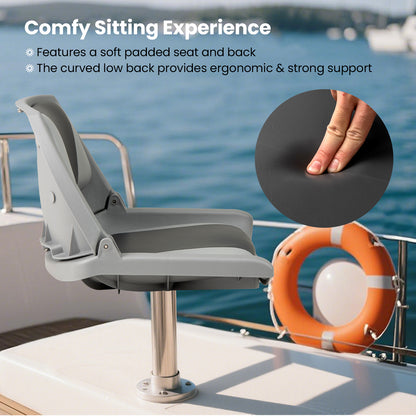 Folding Low Back Boat Seat with Marine-Grade PVC