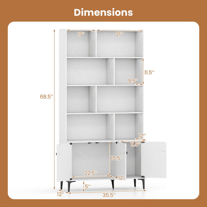 Bookshelf with 3 Doors and 2 Anti-Tipping Kits for Home Office