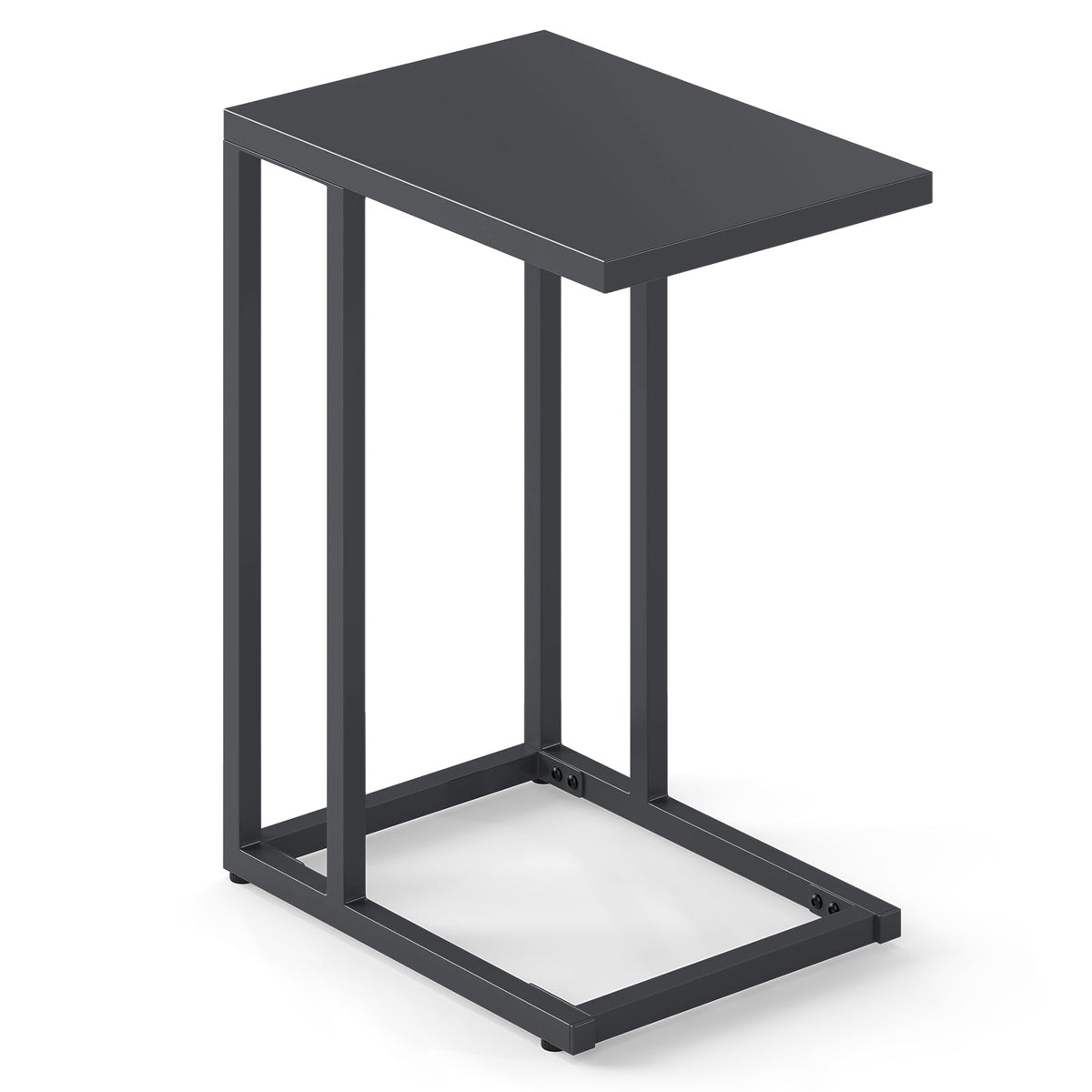 C-Shaped Side Table with Adjustable Foot Pads for Living Room Bedroom-Dark Gray