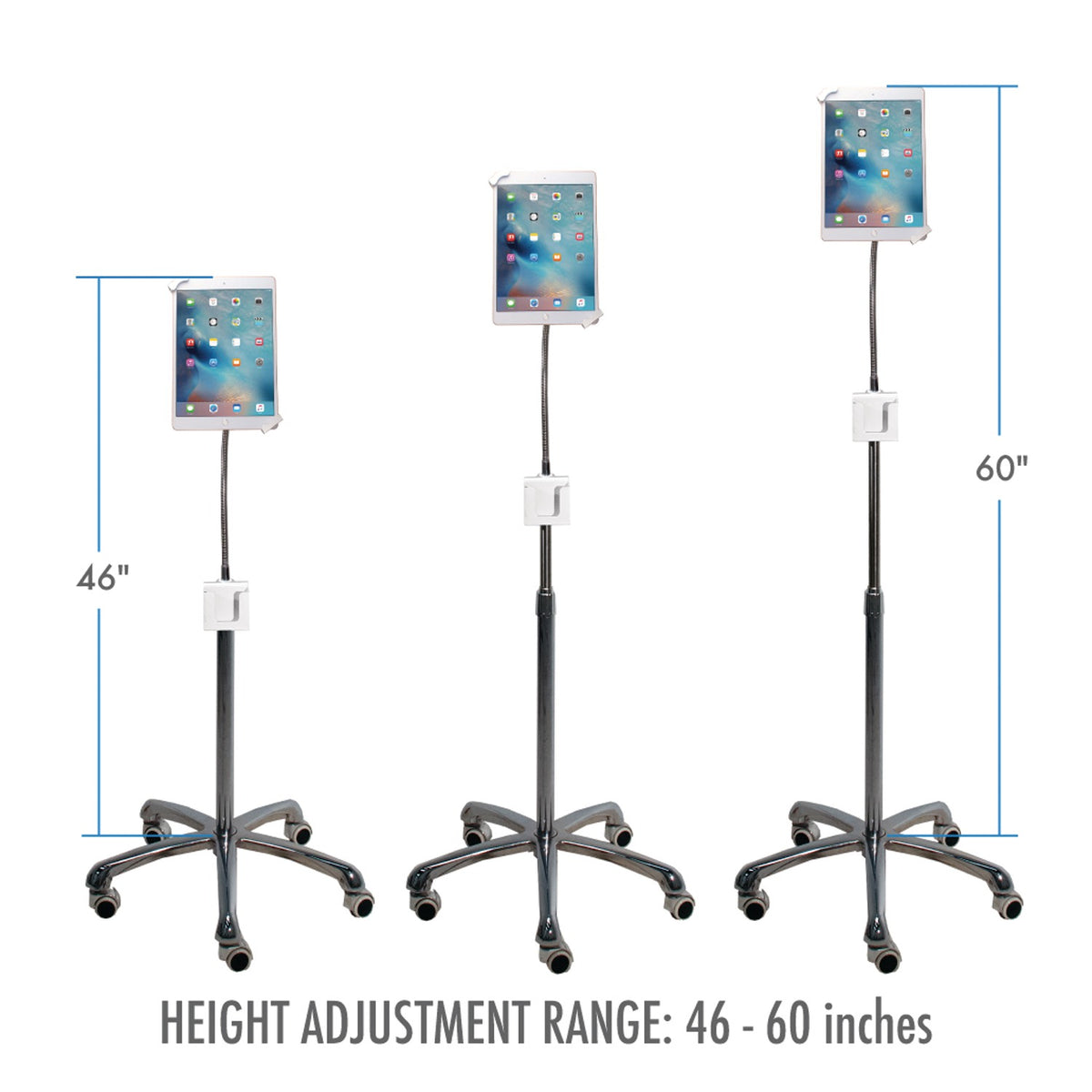 CTA Digital Heavy-Duty Security Gooseneck Floor Stand for 7-13 In. Tablets with Lock & Keys - view 2