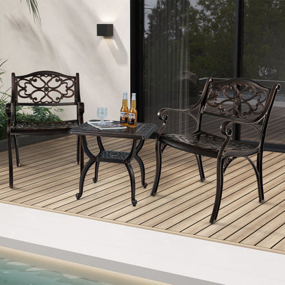 Cast Aluminum Patio Dining Chairs Set of 2 with Armrests