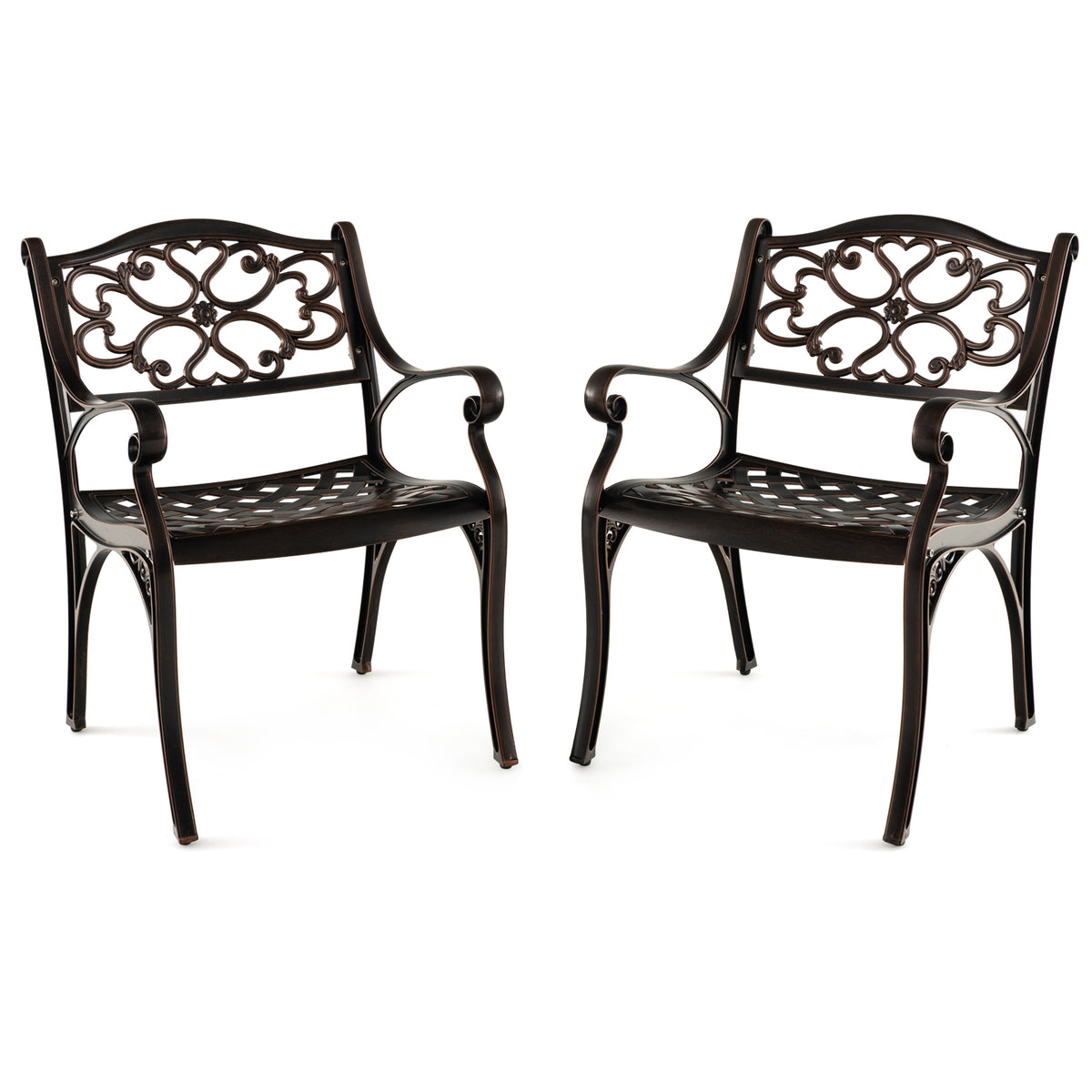 Cast Aluminum Patio Dining Chairs Set of 2 with Armrests