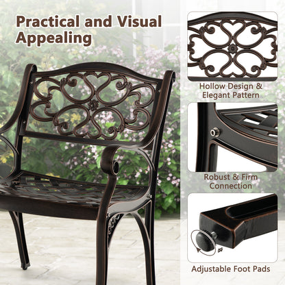 Cast Aluminum Patio Dining Chairs Set of 2 with Armrests
