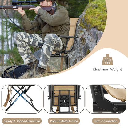 Foldable Swivel Hunting Chair with Mesh Back