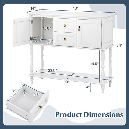 Console Table with 2 Drawers and Storage Cabinets