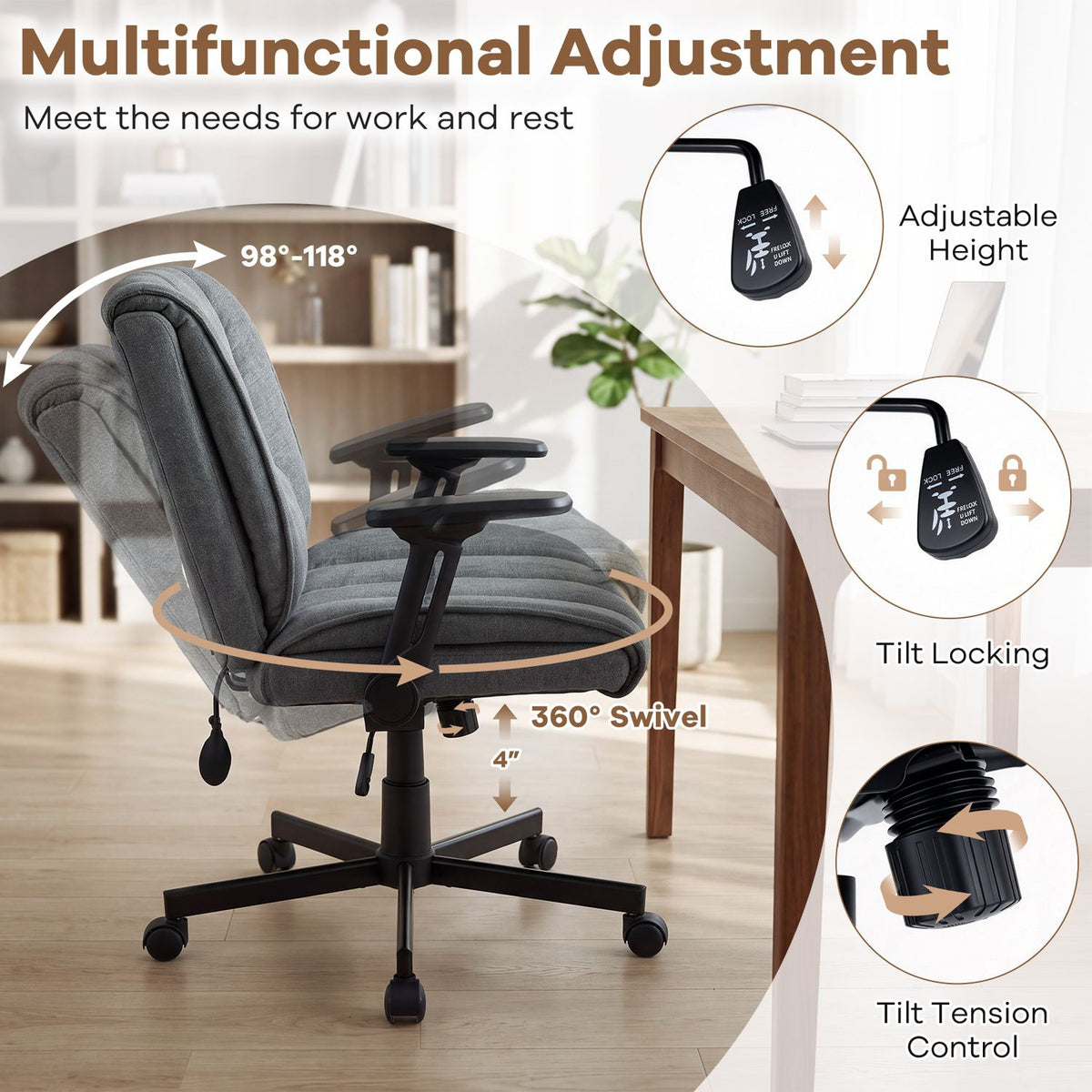 Criss Cross Home Office Chair with Airbag Lumbar Support