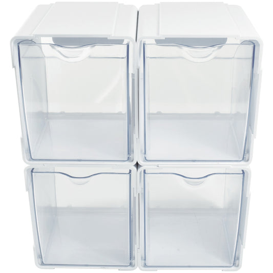 Deflecto Tilt Bin Interlocking Storage Organizer, Clear Stackable Bins, 4-Pack