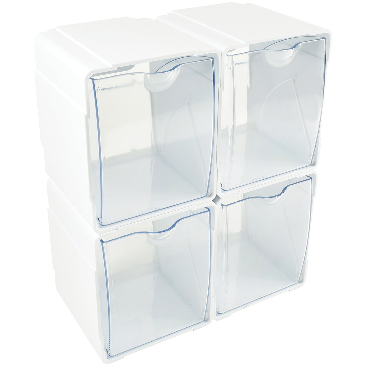 Deflecto Tilt Bin Interlocking Storage Organizer, Clear Stackable Bins, 4-Pack - view 4