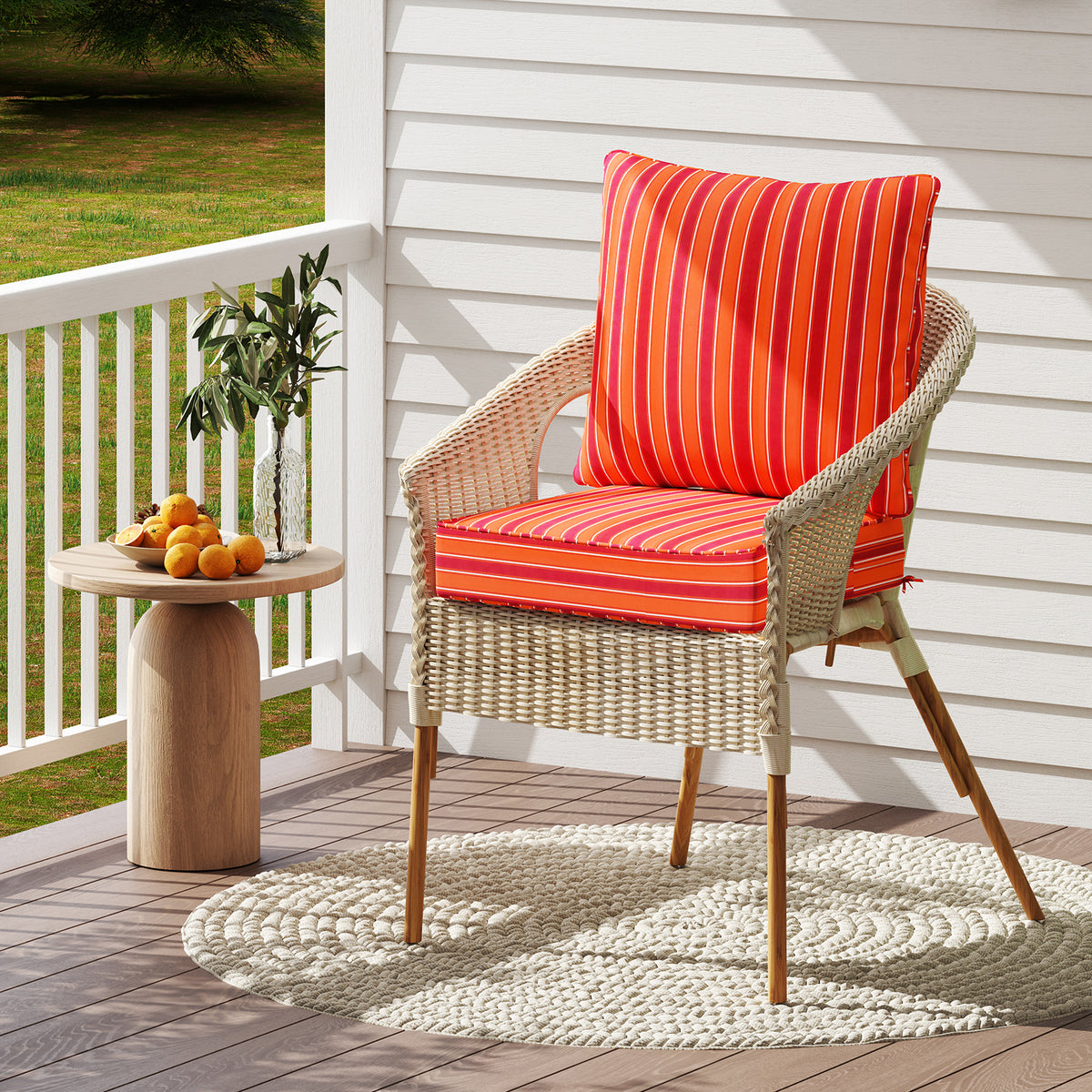 Deep Seat Chair Cushion Set with Rope Belts for Outdoor Use