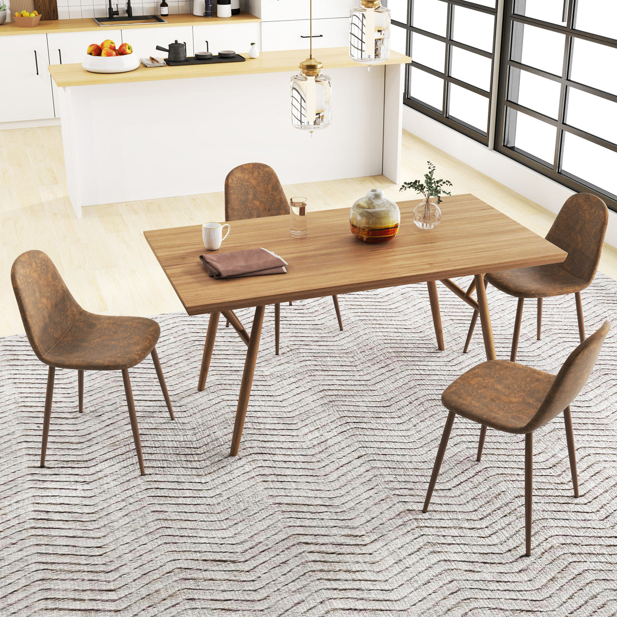 Upholstered Dining Chairs Set of 4 with Metal Legs