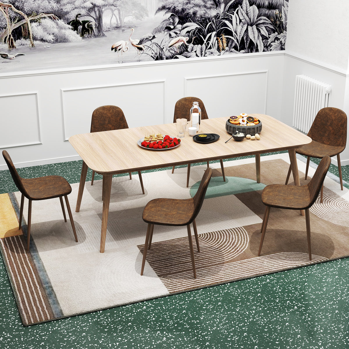Upholstered Dining Chairs Set of 4 with Metal Legs