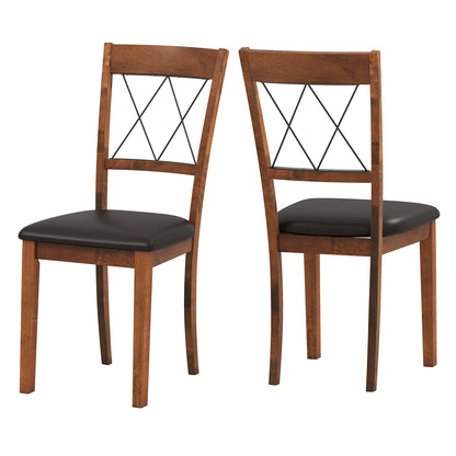 Upholstered Dining Chairs Set of 2 with Rubber Wood Frame