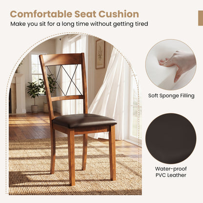 Upholstered Dining Chairs Set of 2 with Rubber Wood Frame