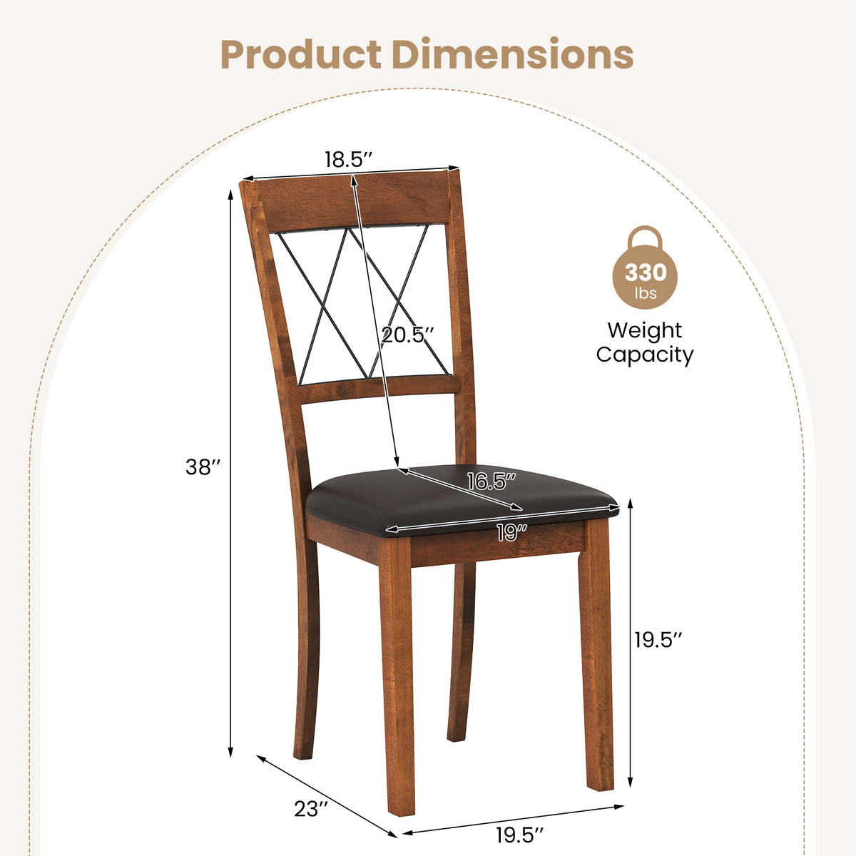 Upholstered Dining Chairs Set of 2 with Rubber Wood Frame