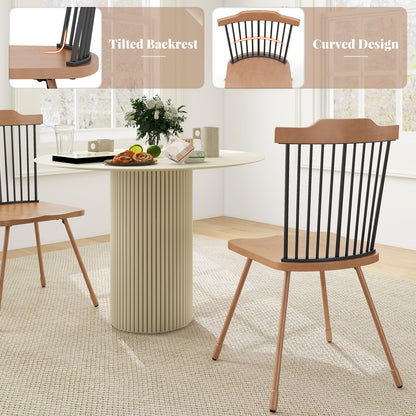 Dining Chairs Set of 2 with Spindle Back and Contoured Seat