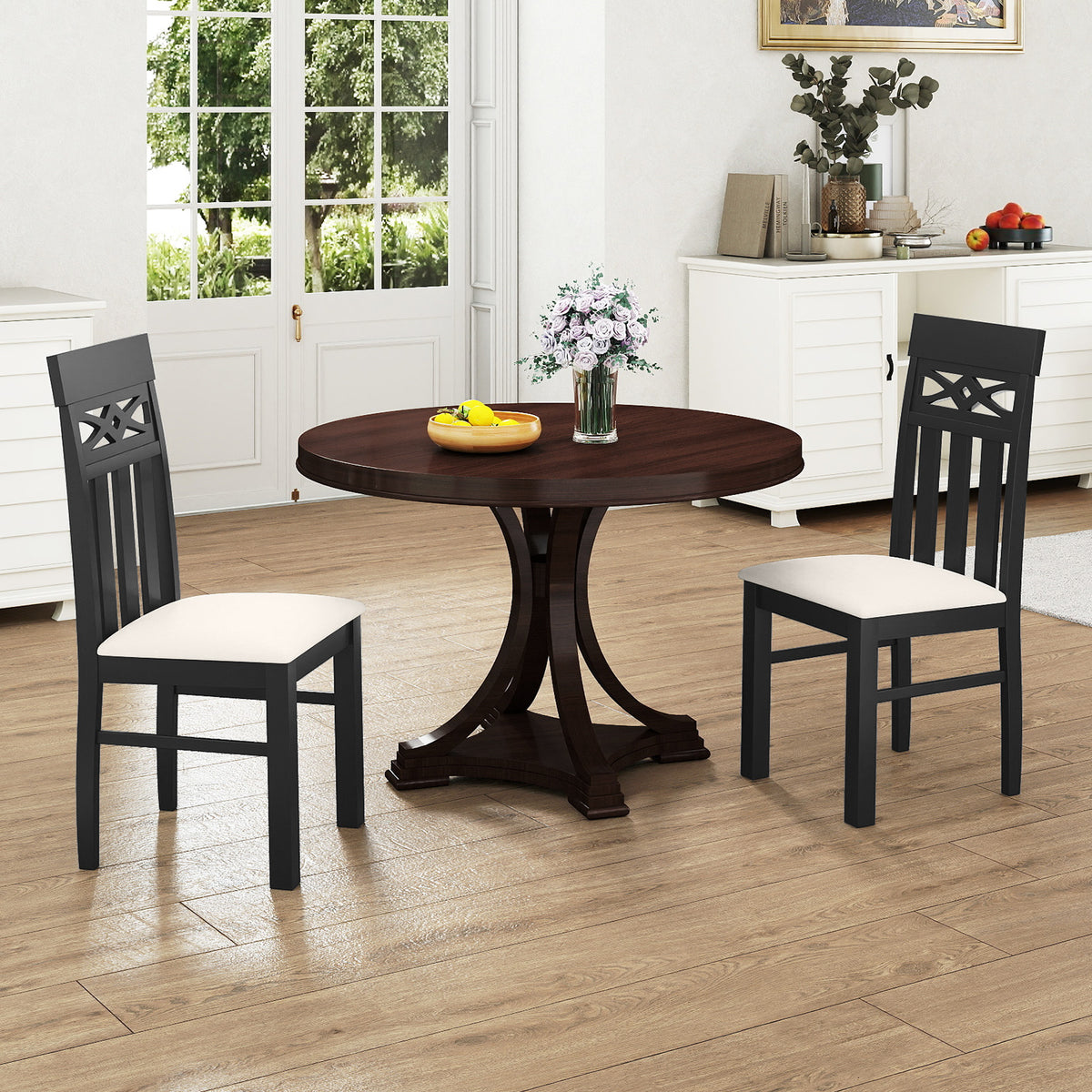 High Back Dining Chairs Set of 2 with Padded Seats