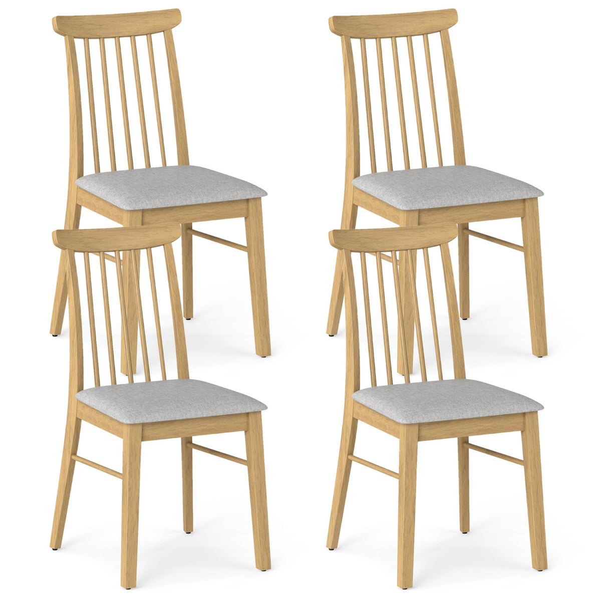 Dining Chairs Set of 4 with Rubber Wood Frame