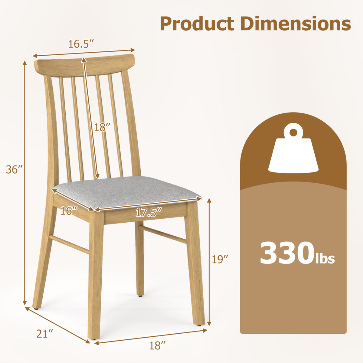 Dining Chairs Set of 4 with Rubber Wood Frame
