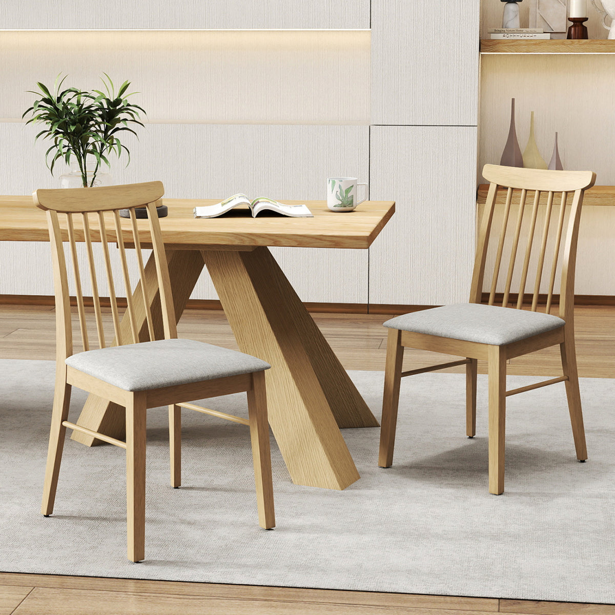 Dining Chairs Set of 4 with Rubber Wood Frame