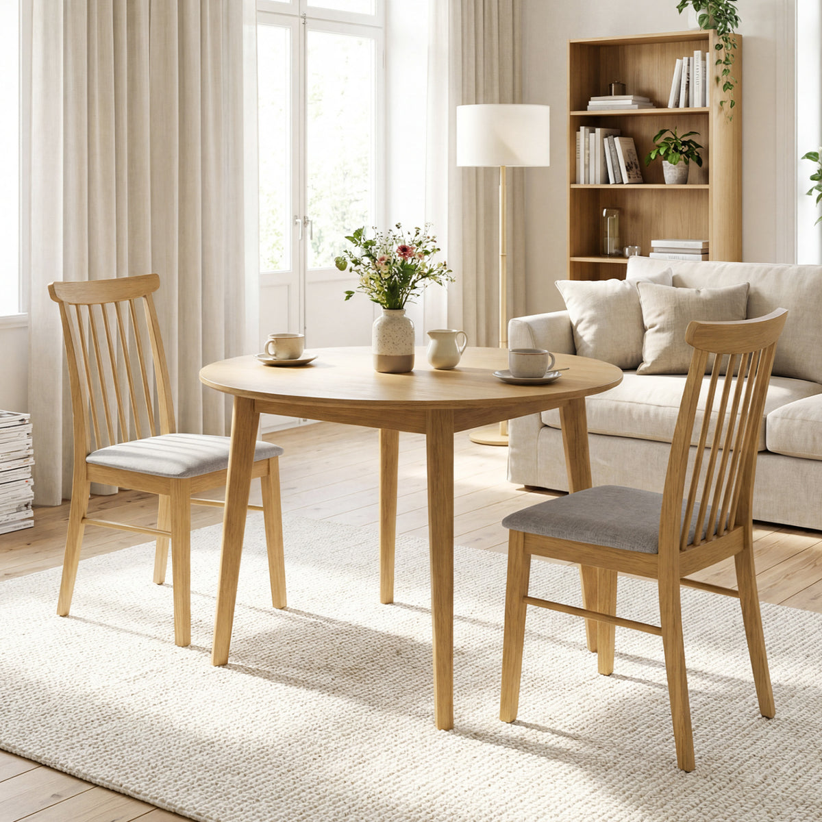 Dining Chairs Set of 4 with Rubber Wood Frame