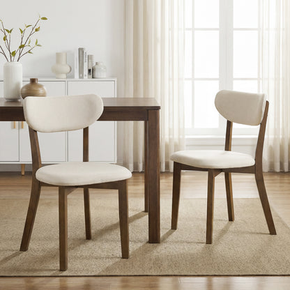 Upholstered Dining Chairs Set of 2 with Rubber Wood Frame