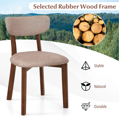 Upholstered Dining Chairs Set of 2 with Rubber Wood Frame