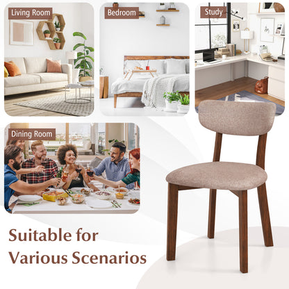 Upholstered Dining Chairs Set of 2 with Rubber Wood Frame