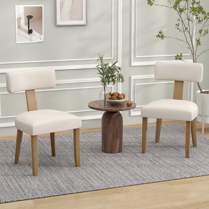 Dining Chairs Set of 2 with Curved Backrest and Padded Seat