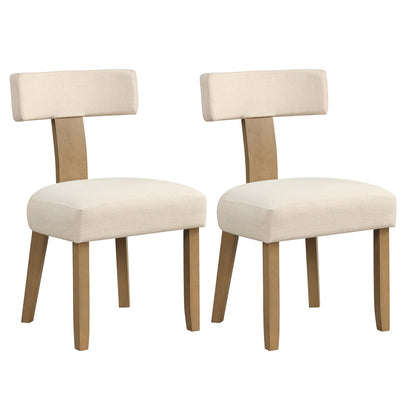 Dining Chairs Set of 2 with Curved Backrest and Padded Seat