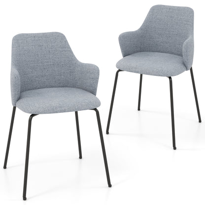 Upholstered Dining Chairs Set of 2 with Curved Backrest