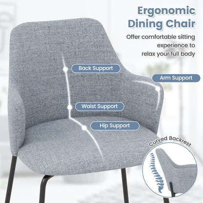 Upholstered Dining Chairs Set of 2 with Curved Backrest