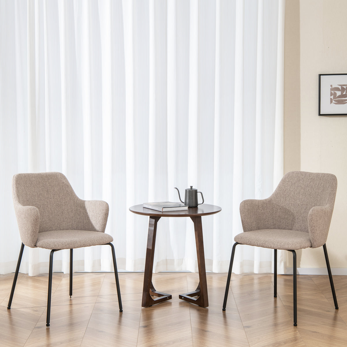 Upholstered Dining Chairs Set of 2 with Curved Backrest