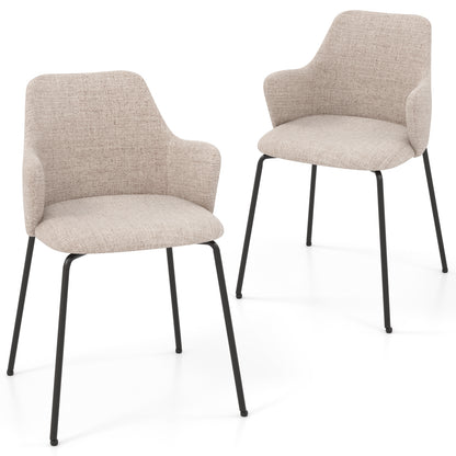 Upholstered Dining Chairs Set of 2 with Curved Backrest